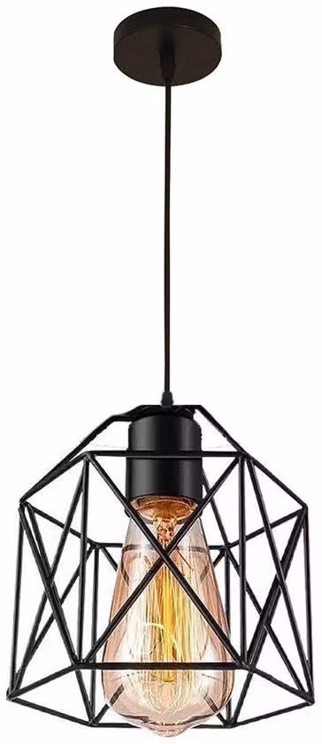 Lampada a sospensione industriale in metallo con attacco E27, stile vintage, mini gabbia, per cucina, camera da letto e soggiorno