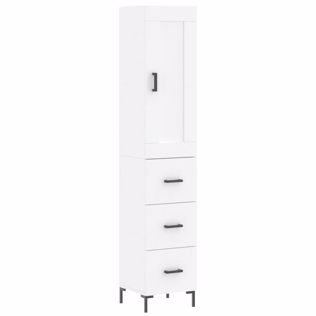 Credenza Bianca 34,5x34x180 cm in Legno Multistrato