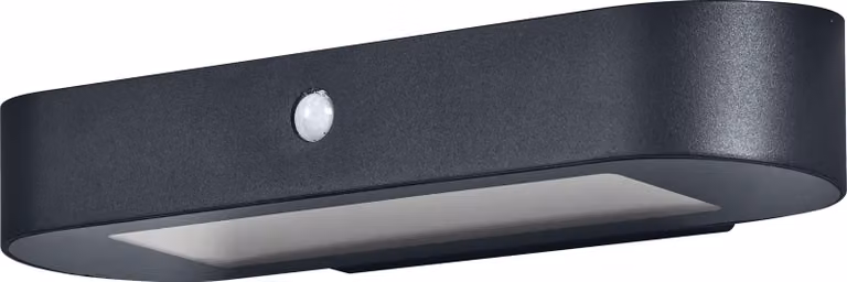 OSRAM ENDURA Style Applique solare ovale, luce bianca fredda (4000K), sensore integrato, utilizzabile senza elettricità, lunga durata della batteria: 30 volte 60 secondi in modalità PIR, classe di protezione IP44, nero