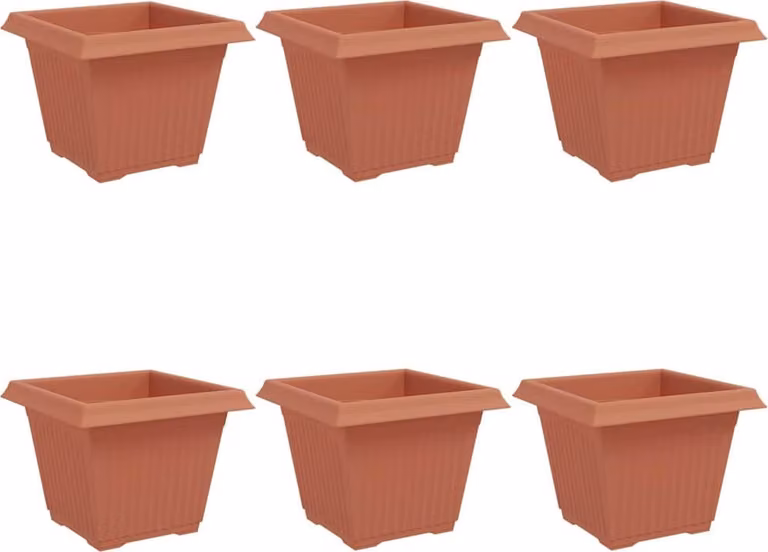 Vaso quadrato per fiori 6 pcs Rosso Mattone 28,5 x 28,5 x 22 cm