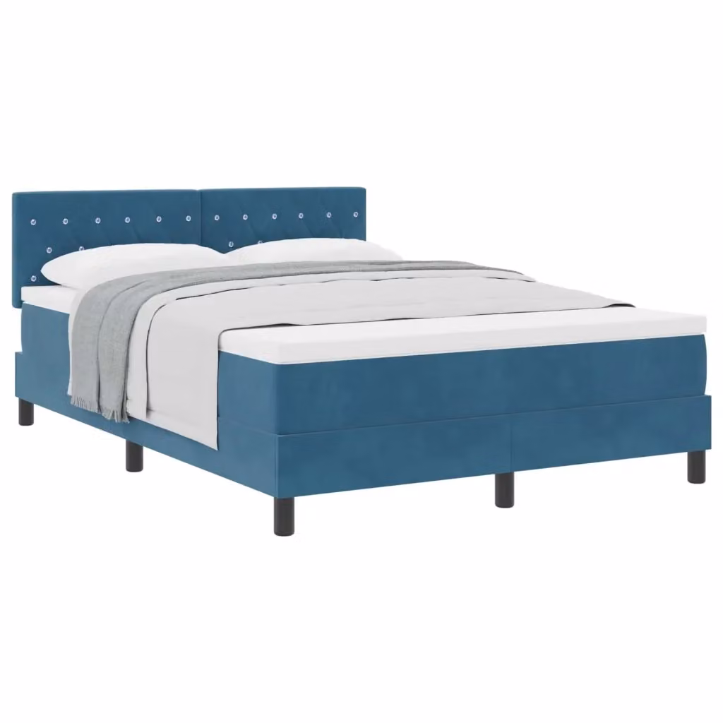 Letto a molle con materasso vidaXL in velluto blu scuro L/P/H: 190 x 140 x 280 cm – 2