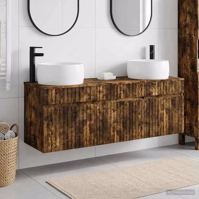 Set di Armadi da Bagno 3 pz Rovere Fumo 49 x 44,5 x 66 cm 3405772