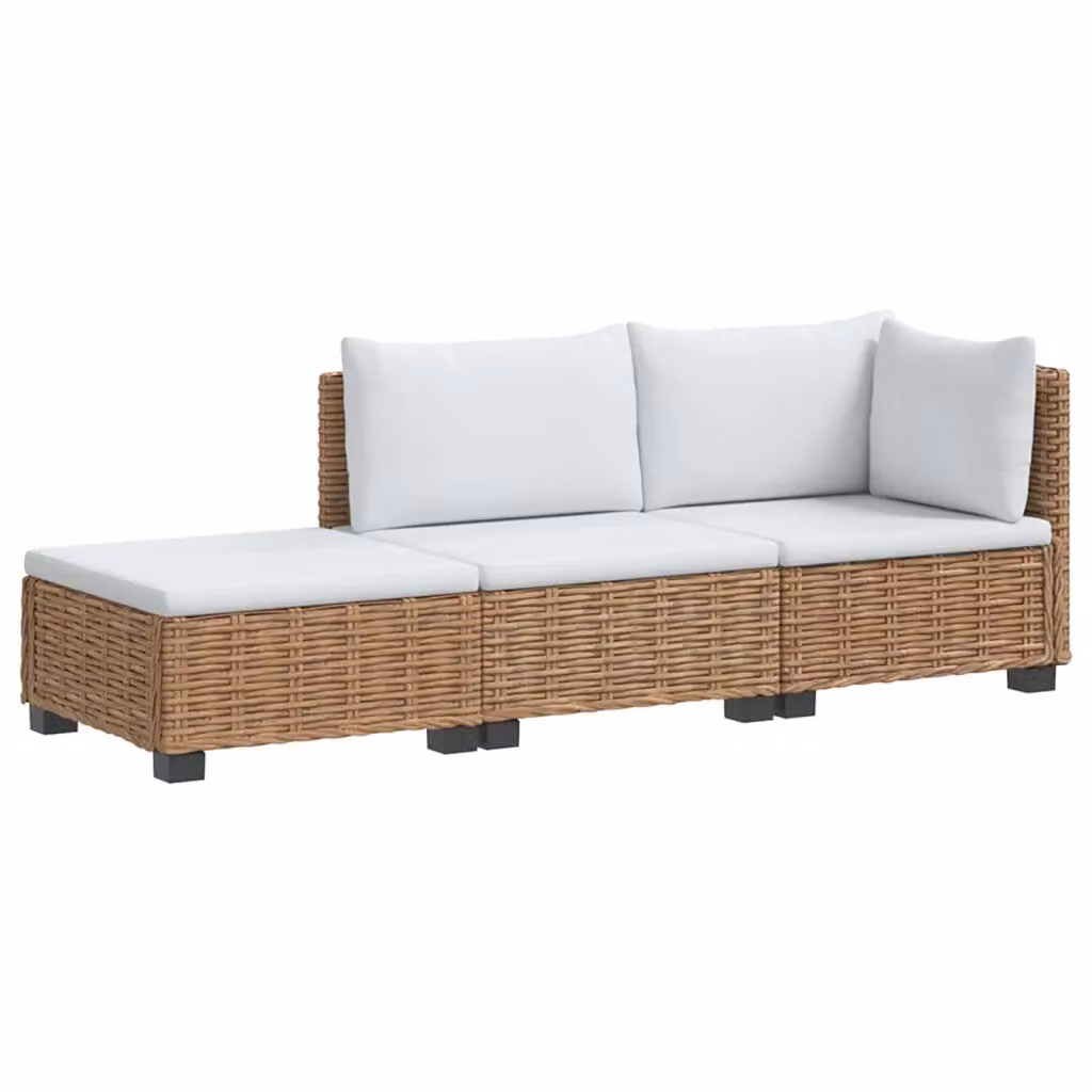 Set Lounge da Giardino a Forma di L vidaXL in Polyrattan con Cuscini Beige e Bianco – 2