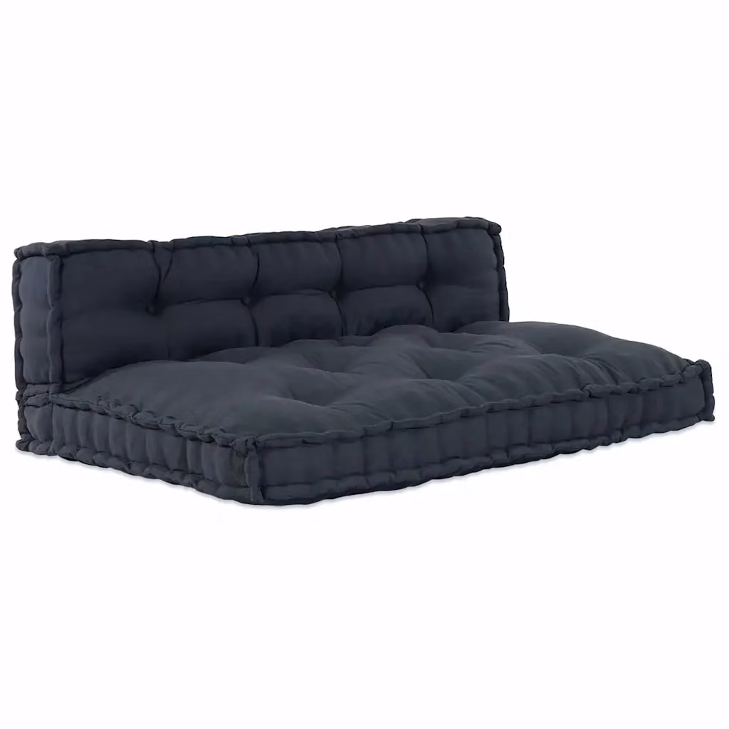 Set di 2 cuscini per divano pallet vidaXL in tessuto traspirante color antracite, forma rettangolare, L: 120 cm, P: 80 cm, H: 8 cm – 2