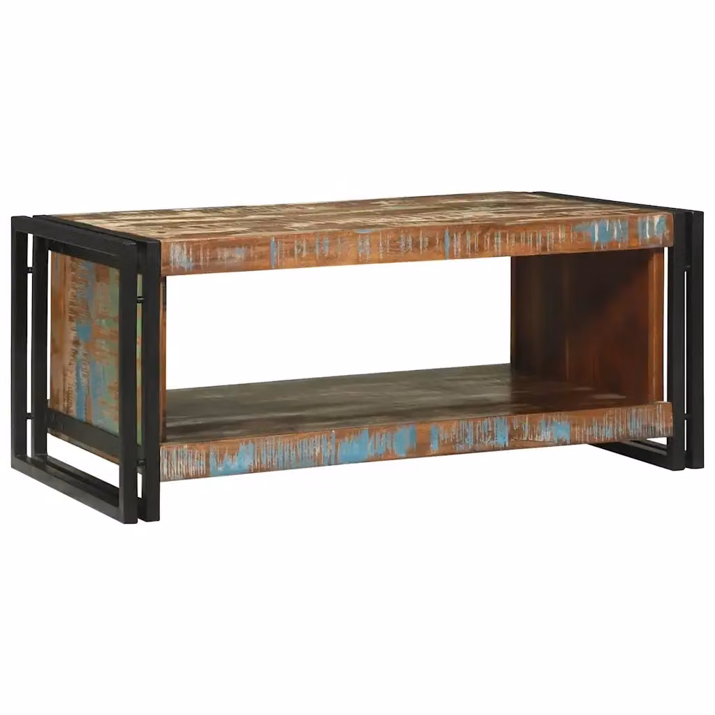 Tavolino da salotto rettangolare vidaXL in legno massello marrone stile rustico L: 90 cm, P: 50 cm, H: 38 cm – 2