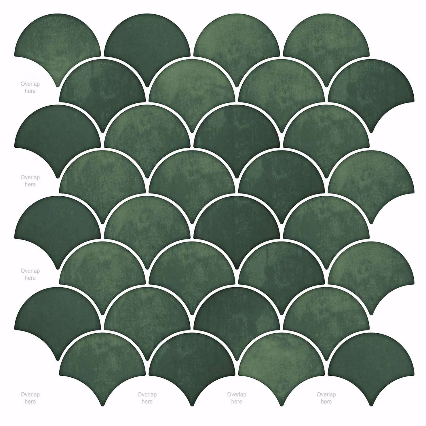 Set di 10 piastrelle a mosaico a scaglie di pesce vidaXL, colore verde, per decorazione pareti di bagno e cucina, 30 x 30 cm