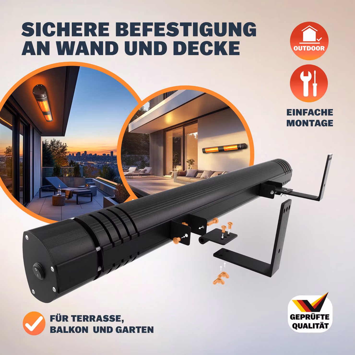 Stufa a infrarossi Clatronic Monzana da 3000W con controllo tramite app, colore nero, in alluminio – 4