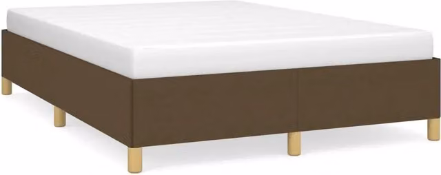 Letto matrimoniale imbottito in tessuto marrone con doghe in legno L/P/H: 140 x 200 x 35 cm