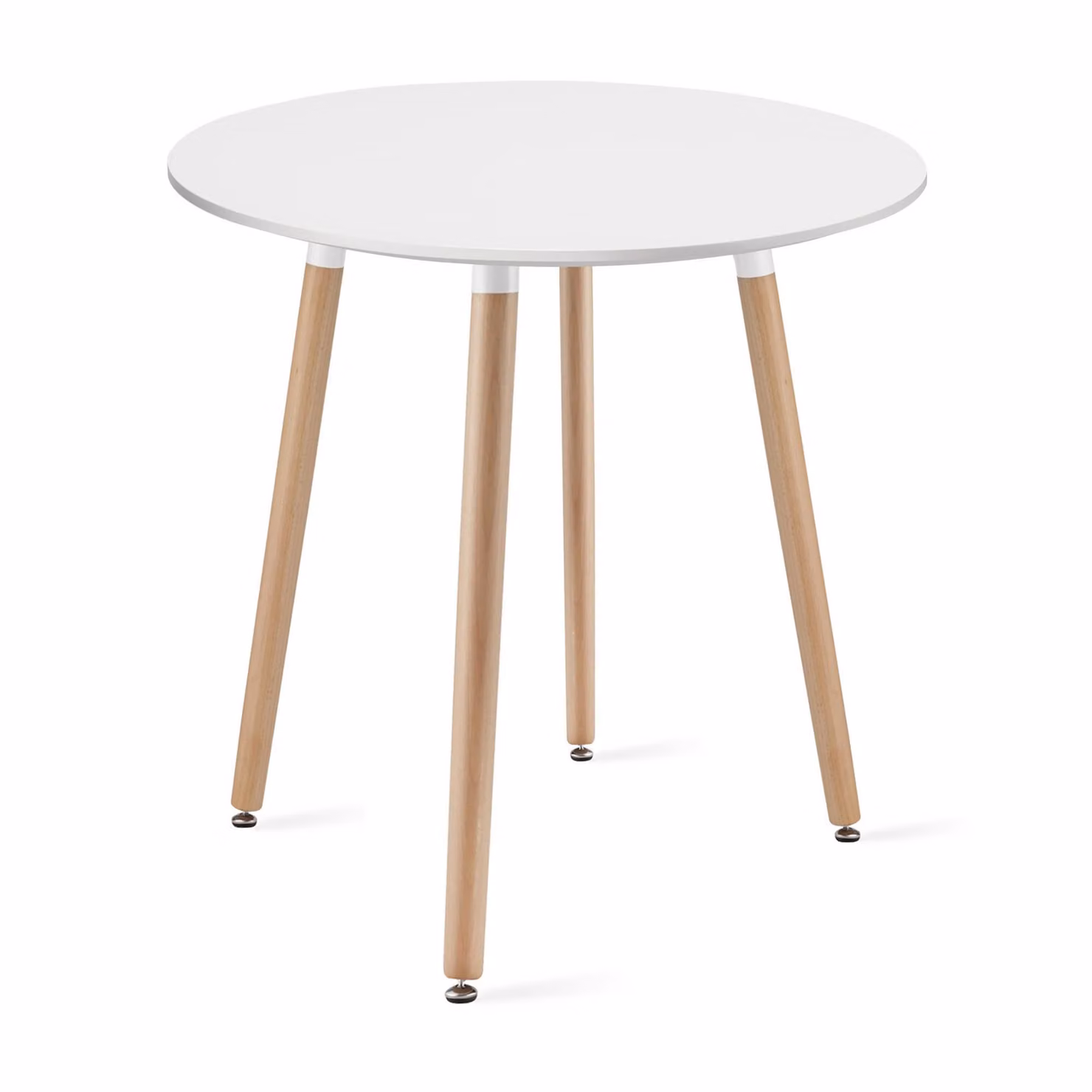 Tavolo da pranzo Tavolo da pranzo rotondo bianco con gambe in faggio naturale, diametro 60 cm - per cucina, sala da pranzo, salotto - Piano in MDF resistente