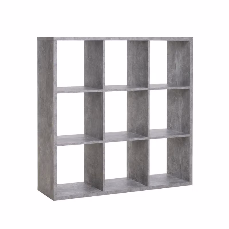Libreria EFFEZ con 9 scomparti a cubo, colore grigio cemento, H 107 x L 107 x P 33 cm – 2
