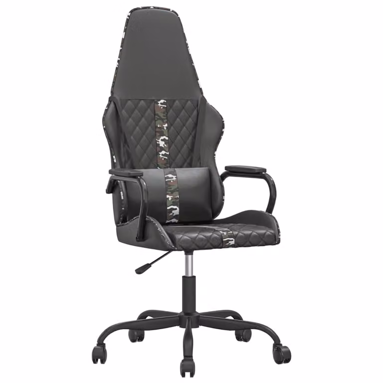 Sedia da Gaming Massaggiante Mimetico e Nero in Pelle finta