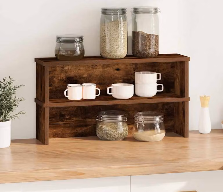 Scaffali da Cucina Impilabili 2 pz Rovere Fumo 60x15x16 cm