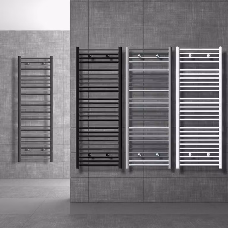 Radiatore portasciugamani - Radiatore di design - 400 x 1500 mm - Nero opaco - Con attacco laterale