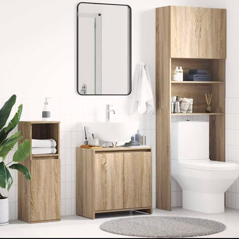 Mobile da bagno sospeso vidaXL in legno Rovere Sonoma, L 60 x P 33 x H 60 cm
