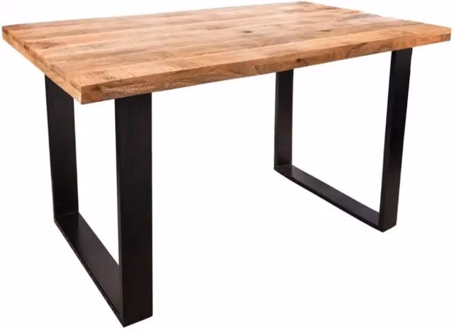 Tavolo da pranzo LODEN 140 cm – Piano in legno massello di mango verniciato – Gambe a U in metallo nero