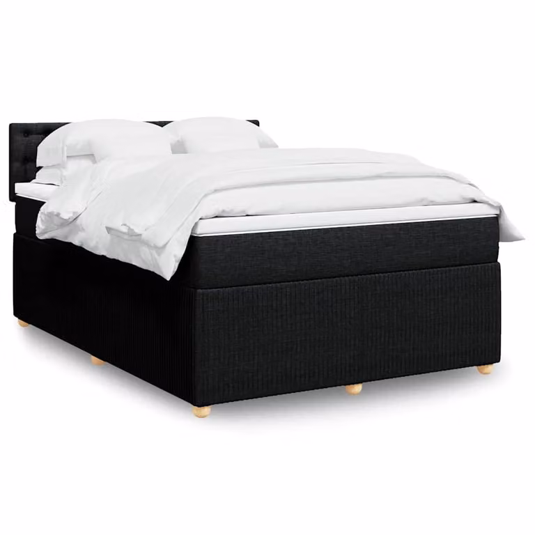 vidaXL Giroletto a Molle con Materasso Ibrido in Tessuto Nero L: 140 cm, P: 200 cm