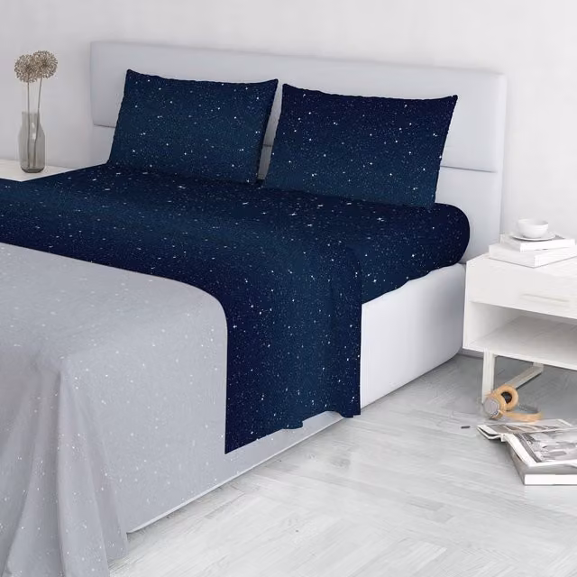 Completo letto matrimoniale blu stelle Stars Datex