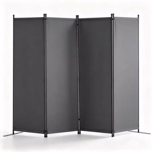 Divisorio per ambienti VEVOR a 4 pannelli pieghevole in tessuto, ideale per ufficio, camera da letto o sala da pranzo, Grigio Chiaro, H: 172,5 cm x L: 45 cm x P: 45 cm