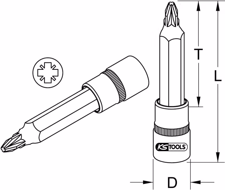 KS TOOLS Bussola da 1/2" lunga PZ2 - 917.1326