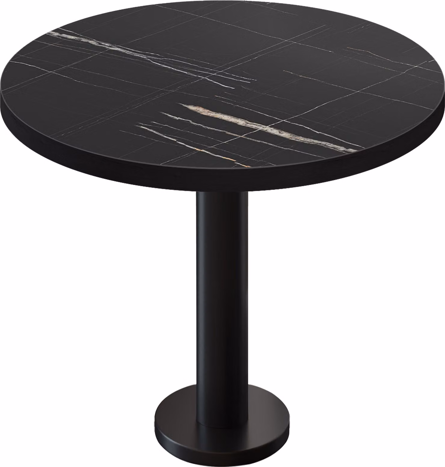 BML | Tavolino da bistrot | Ø: 70 x 75 cm | Marmo nero / Nero | Rotondo | Bordo nero | Tavolino da bistrot / Tavolo da ristorazione