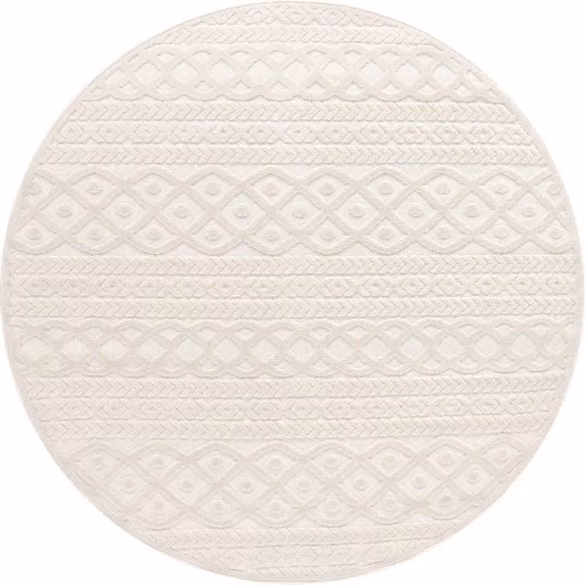 Tappeto rotondo Cotara beige per interni ed esterni, Diametro: 200 cm – 1