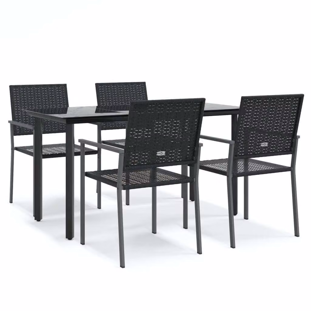 Set da Pranzo da Giardino 5 pz in Polyrattan e Acciaio