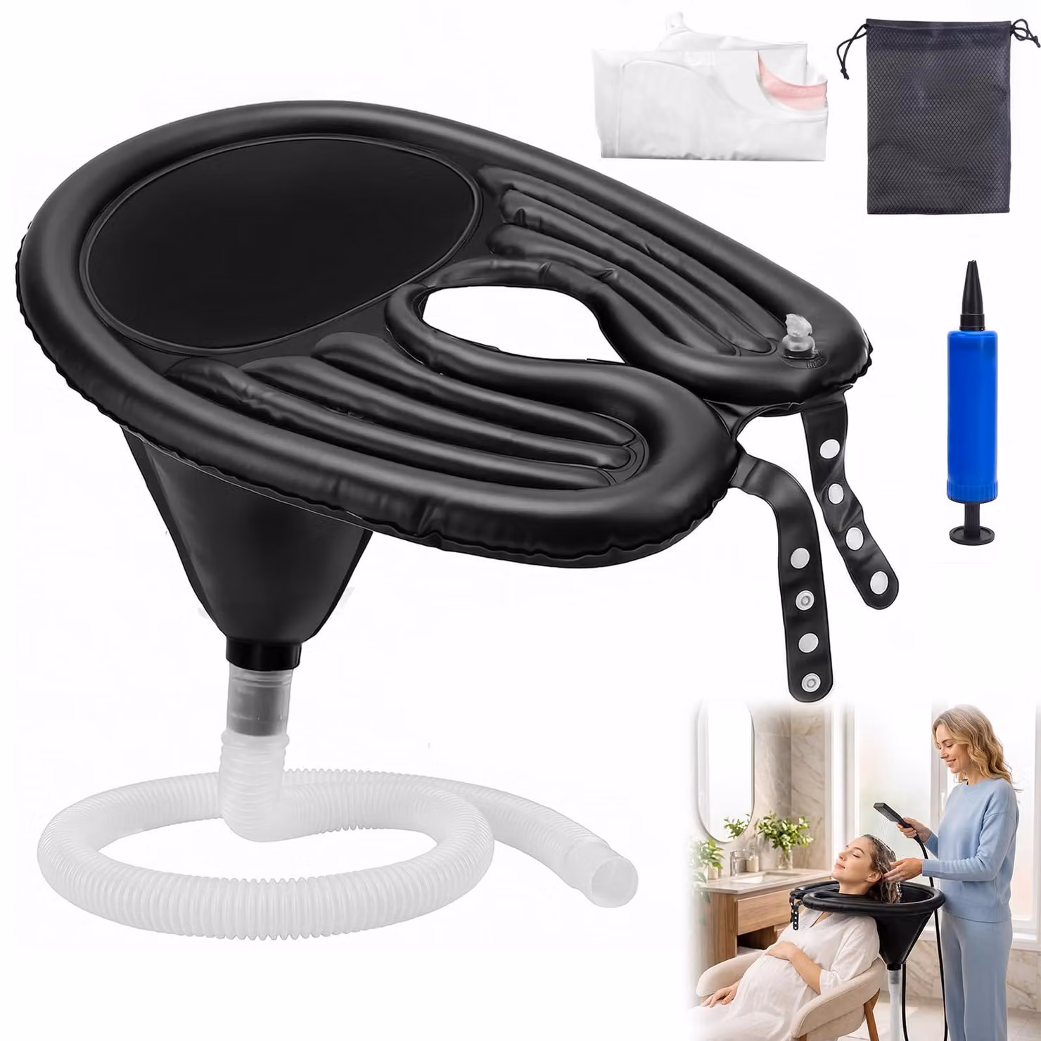 Tavolo gonfiabile per lavare i capelli, lavandino portatile in PVC per persone allettate