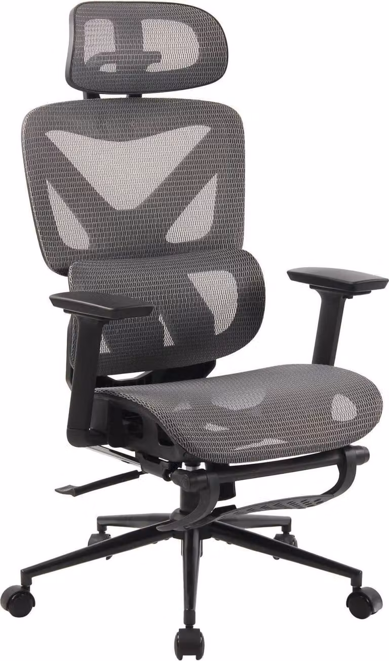 Sedia ergonomica da ufficio, sedia da ufficio, traspirante e regolabile, alto comfort | colore: nero/grigio
