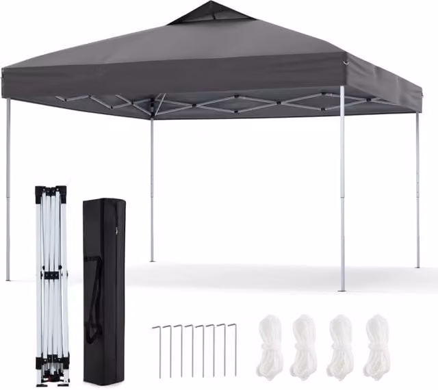 Gazebo pop-up pieghevole Design Mania per giardino e terrazza, L/P: 295 x 295 cm, Grigio