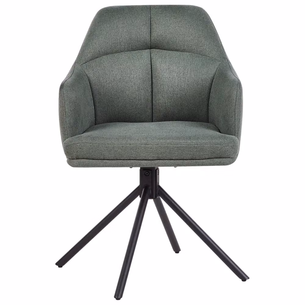 Set di 2 sedie da pranzo girevoli BELIANI in tessuto verde con braccioli e gambe in metallo nero – 2