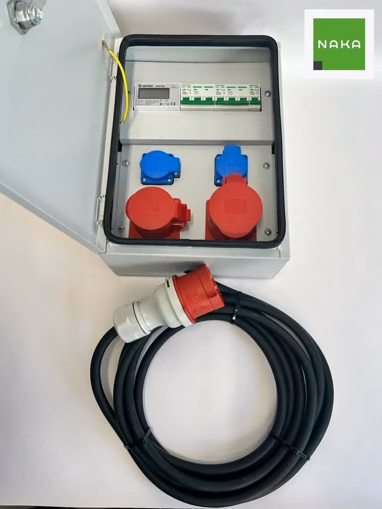 Quadro elettrico da parete in metallo IP54, CEE 32 A, 16 A, 2x230 V con contatore elettrico, cavo da 5 m, 94V-6