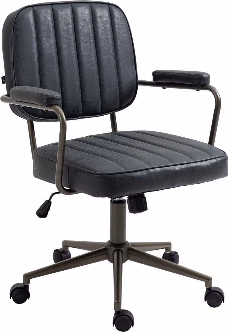 Sedia da ufficio, sedia ergonomica, funzione reclinabile e comfort in Pelle finta | colore: nero antico
