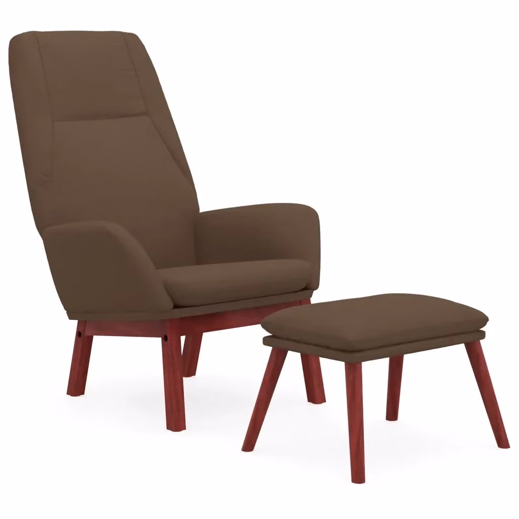 Poltrona Relax con Poggiapiedi vidaXL in Tessuto Beige e Marrone con Struttura in Metallo e Legno – 2