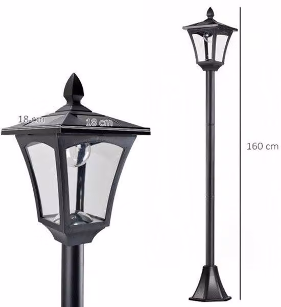 Lampada da giardino - Colore nero - Acciaio inossidabile - Illuminazione per vialetti - 40 lumen - Resistente agli agenti atmosferici - Illuminazione esterna a LED