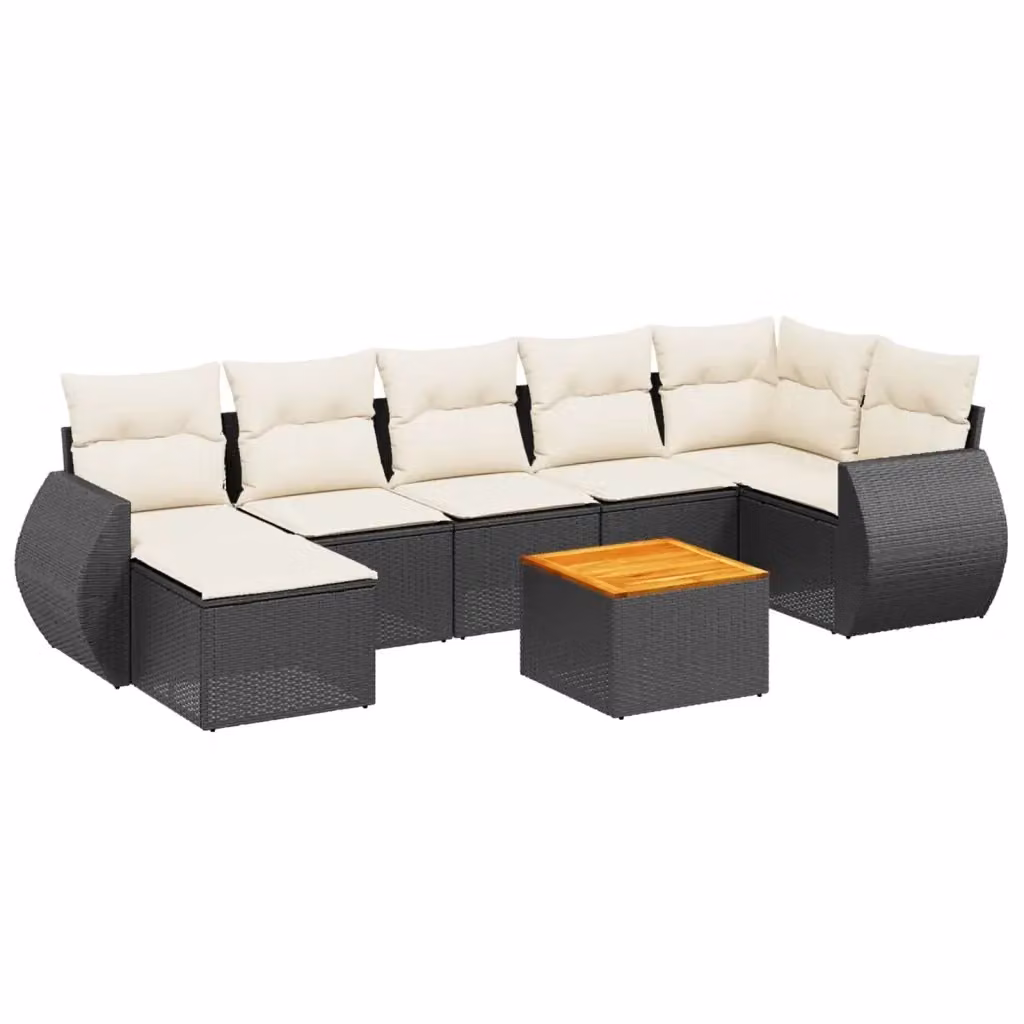 Set di divani da giardino vidaXL a forma di L in polyrattan nero con 8 pezzi e cuscini inclusi – 2
