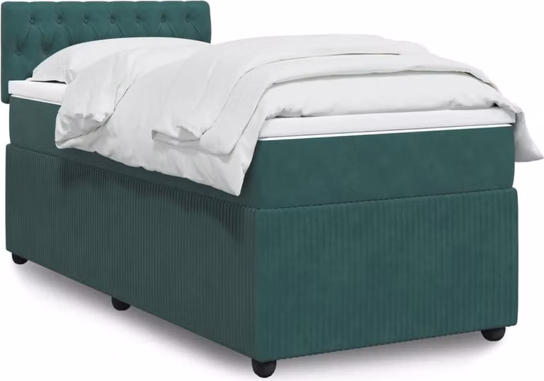 Maison Exclusive - Giroletto a Molle con Materasso Verde Scuro 90x200 cm Velluto