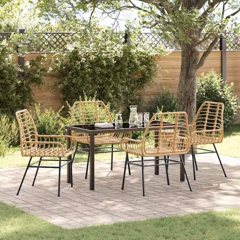 Maison Exclusive - Set da pranzo per esterno, 5 pezzi, color marrone, in rattan sintetico