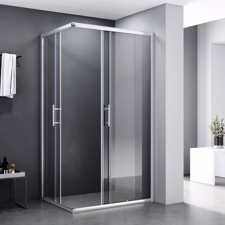Cabina doccia angolare 80x70x195cm cabina doccia a doppia porta scorrevole in vetro di sicurezza ESG 5 mm