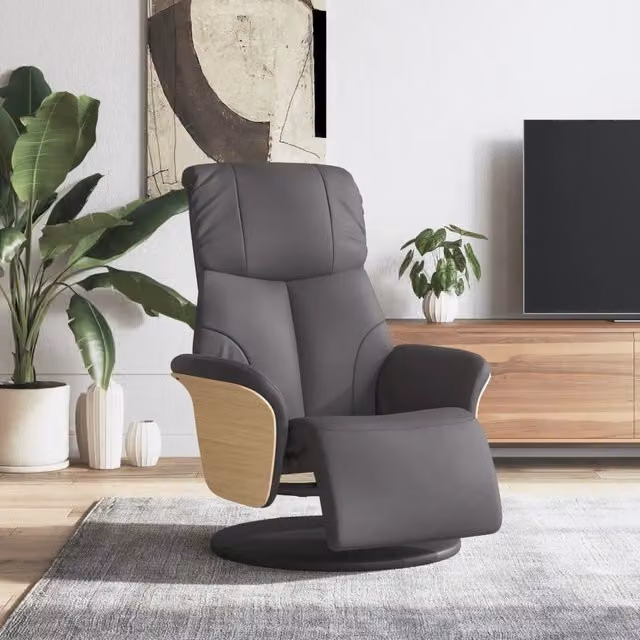 Poltrona Reclinabile con Poggiapiedi vidaXL in Similpelle Grigia con Sedia Relax Moderna e Ruotabile 360 Gradi – 1