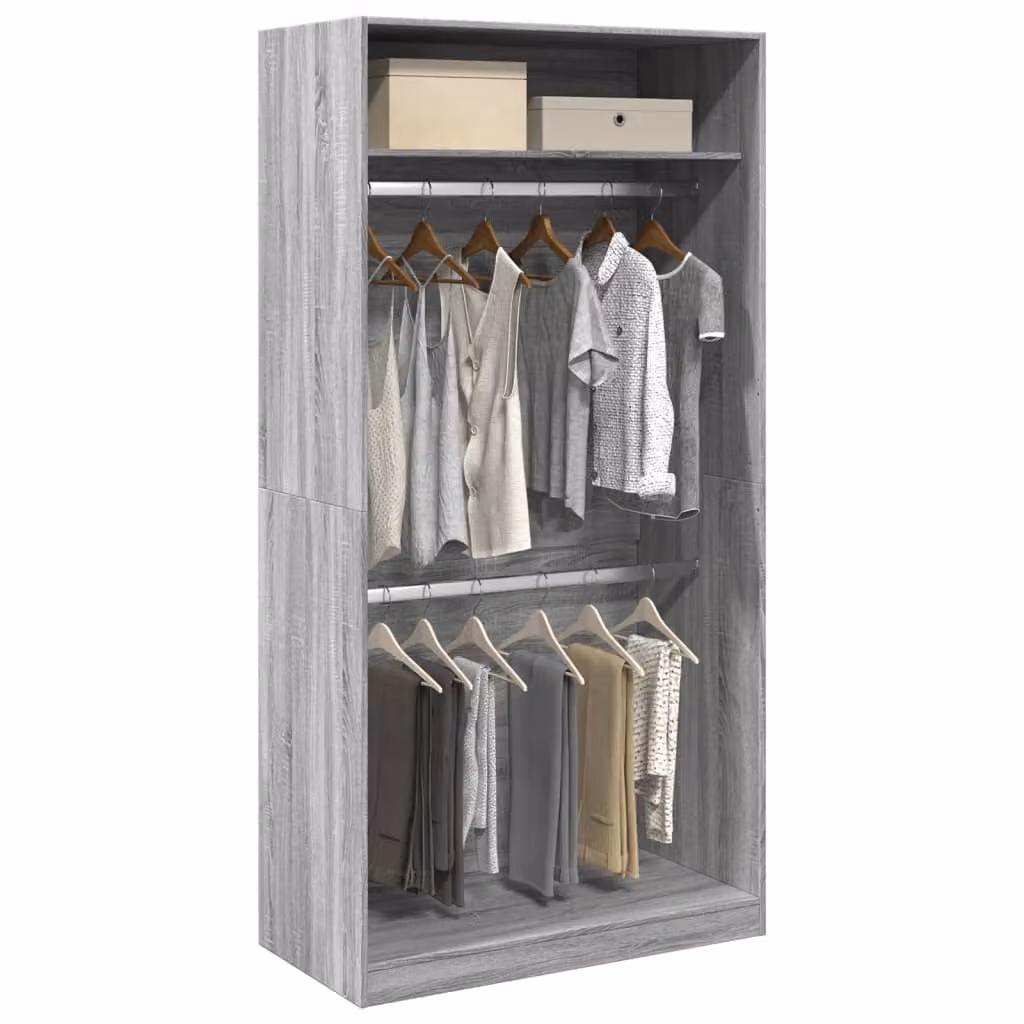 Armadio vidaXL Grigio con Ante a Battente in Legno e MDF L: 100 cm, P: 50 cm, H: 200 cm – 1