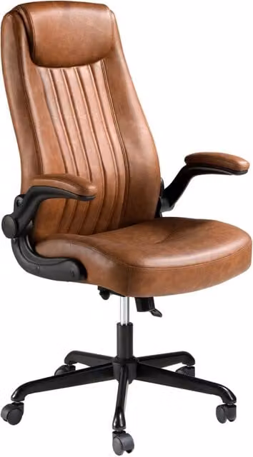 Sedia girevole da ufficio in similpelle marrone