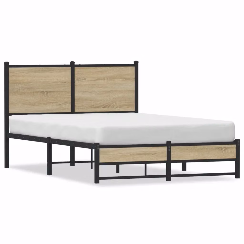 vidaXL Giroletto in Metallo e Legno Rovere Sonoma Marrone L/P/H: 200 x 120 x 91,5 cm – 2