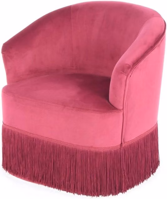 Poltroncina per bambini Alfred di Kendra Home in velluto rosso e rosa con struttura in legno massello e braccioli – 1