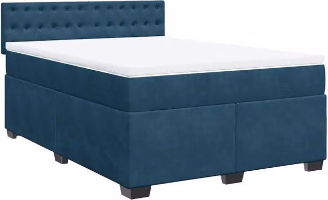 Giroletto a Molle con Materasso Blu 160x200 cm in Velluto 3286370