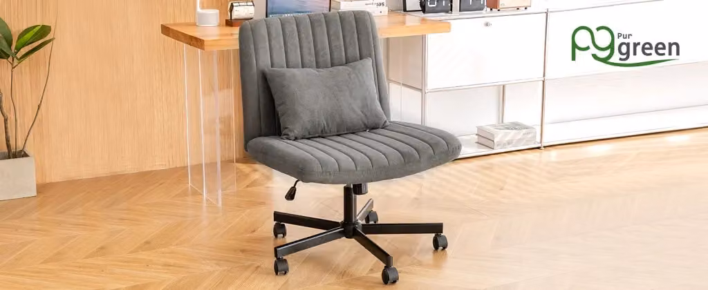 Sedia da Ufficio Girevole MINIMAL in Tessuto Imbottito Grigio con Altezza Regolabile e Senza Braccioli – 2
