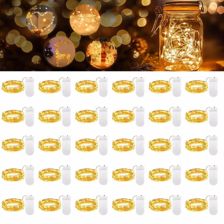 Catena luminosa a LED, mini, luce bianco caldo, 30 luci, 1 metro, alimentazione a batteria, grado di protezione IP65
