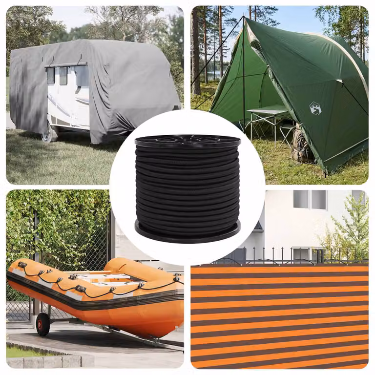 Corde Bungee vidaXL in PP e gomma, diametro 10 mm, colore nero
