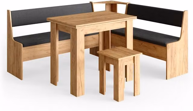 Gruppo panca ad angolo Roman Rovere dorato 180 x 150 cm con tavolo Vicco