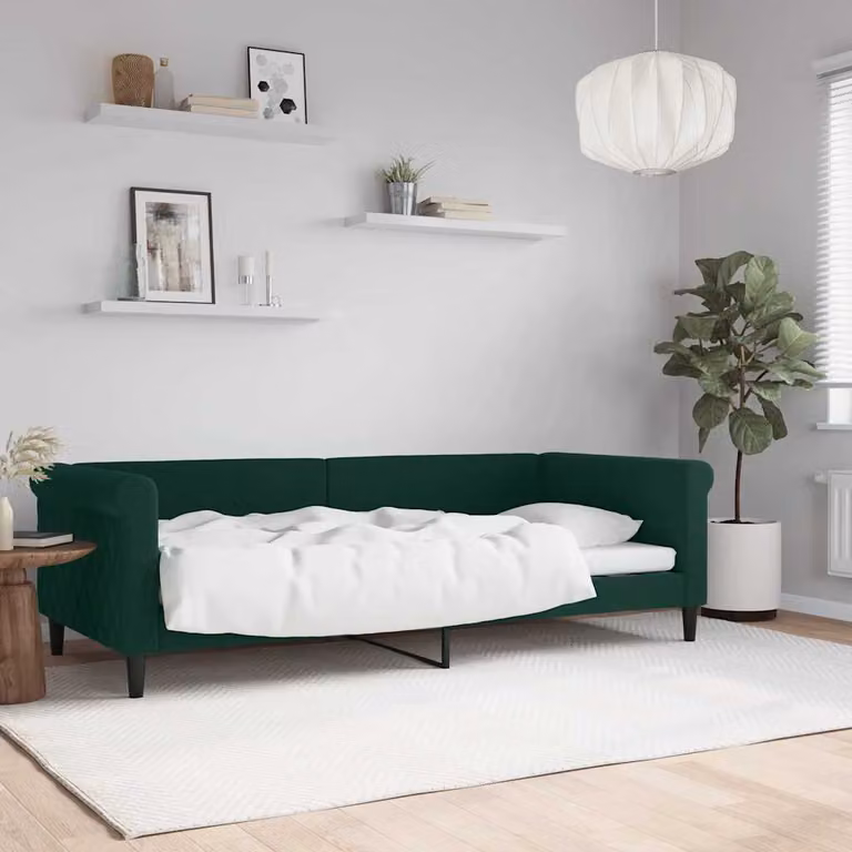 Letto da giorno vidaXL in velluto verde con struttura in legno e metallo L/P/H: 200 x 90 x 68 cm