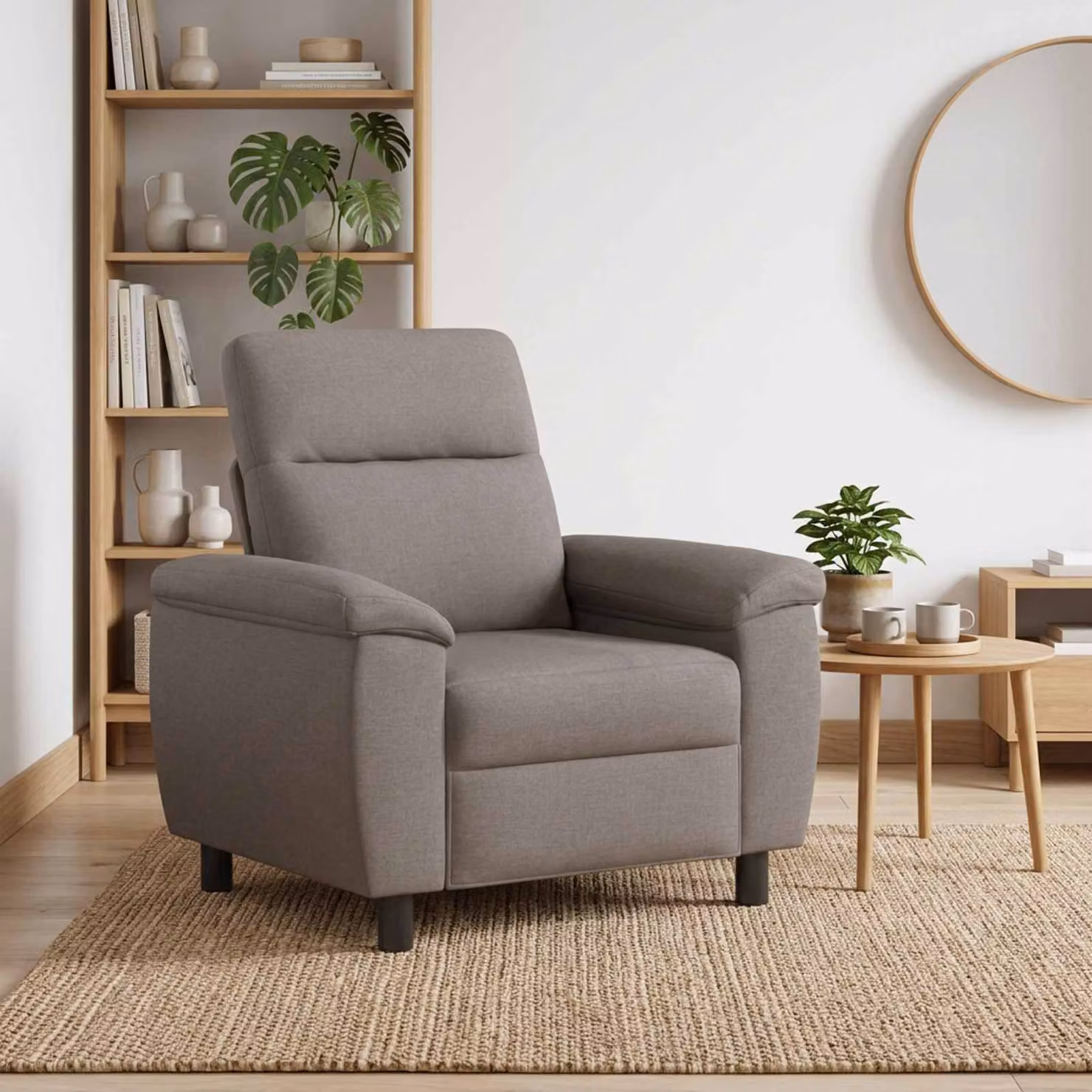 Divano moderno vidaXL in tessuto beige o grigio, L/P/H: 95 x 90 x 95 cm
